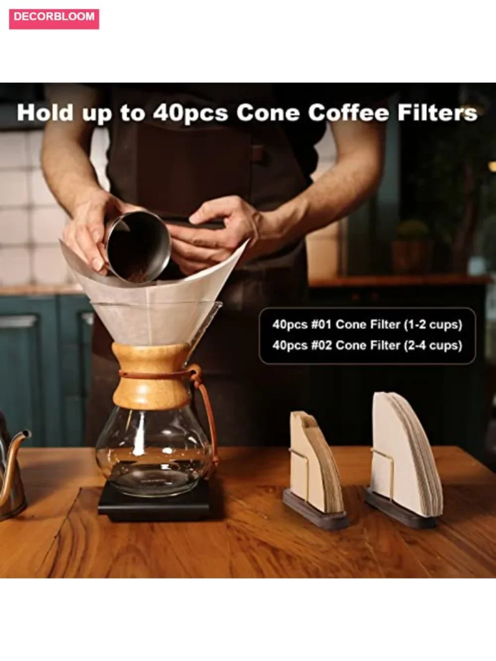 Walnut & Brass Coffee Filter Holder for V60
